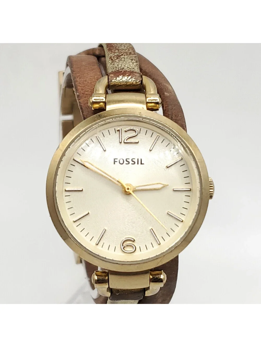 Fossil Georgia Womens Watch 32mm Gold Tone New Battery